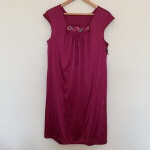 VTG J.C.PENNY MG Embroidered Antron III Nylon Cap Sleeve Short Nightgown Sz M